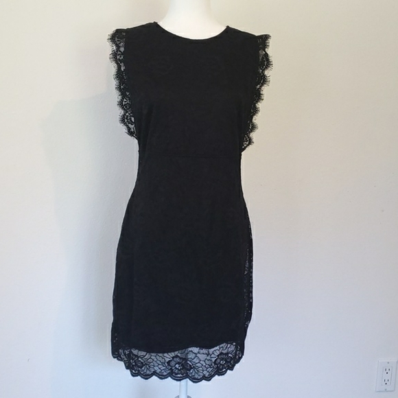 Divided Dresses & Skirts - Divided H&M Black lace mini dress with open back. Women's size 12